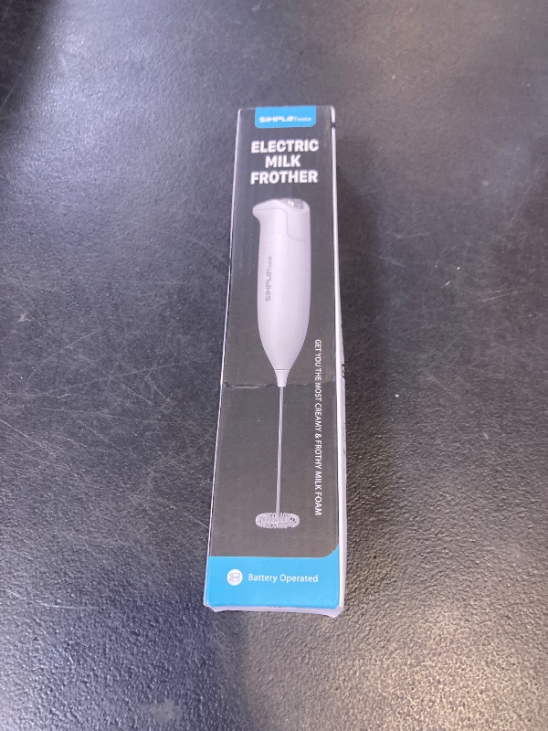 Photo 1 of SIMPLETASTE Milk Frother Handheld Electric Foam Maker, Drink Mixer with Stainless Steel Whisk for Cappuccino, Bulletproof Coffee, Latte, Blizzard White, without Stand, Battery Operated
