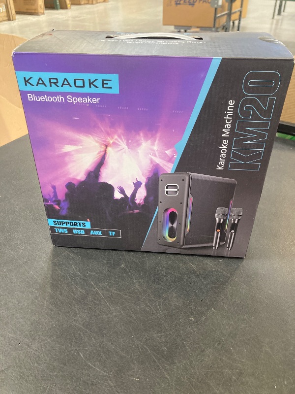 Photo 1 of Karaoke Machine with 2 Wireless Microphones, Portable Bluetooth Karaoke Speaker for Adults, 2 Voice Mode & LED Party Lights, Party Birthday Gifts for Kids Family,Supports BT/TWS/AUX/USB/TF