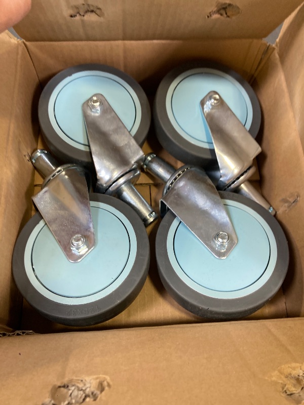 Photo 1 of RILIDRI 5-Inch Caster for Wire Shelving Racks, Heavy Duty Scaffolding Wheel with Brake, Set of 4 Metro Shelving Replacement Wheels(.864" x 2-3/16")