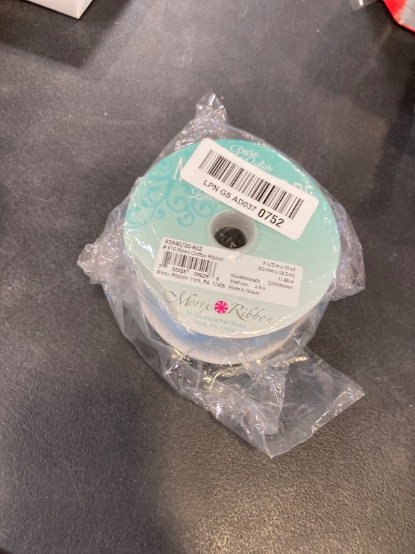 Photo 1 of Morex Ribbon Wired 2-1/2-Inch Chiffon Ribbon with 20-Yard Spool, Light Blue