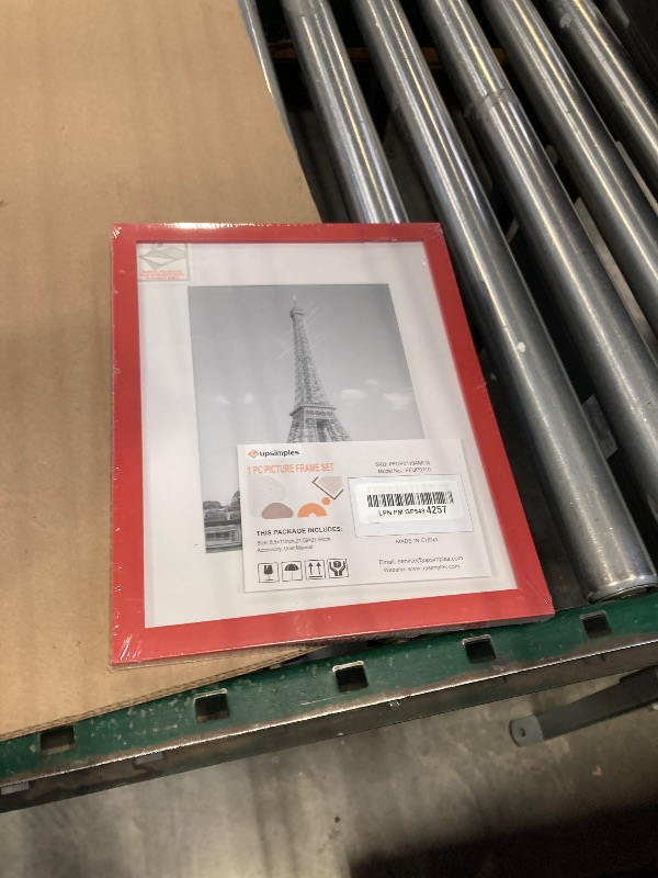 Photo 1 of upsimples 8.5 By 11 Picture Frame, Display Pictures 6x8 with Mat or 8.5 x 11 Without, Wall Hanging Photo Frames, Red, 1 Pack