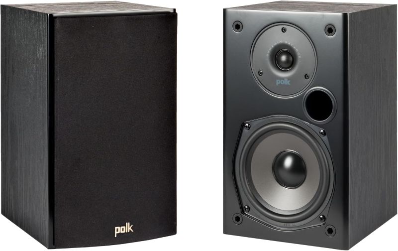 Photo 1 of Polk Audio T15 Home Theater and Stereo Bookshelf Speakers – Deep Bass Response, Dolby and DTS Surround, Wall-Mountable, Pair, Black
