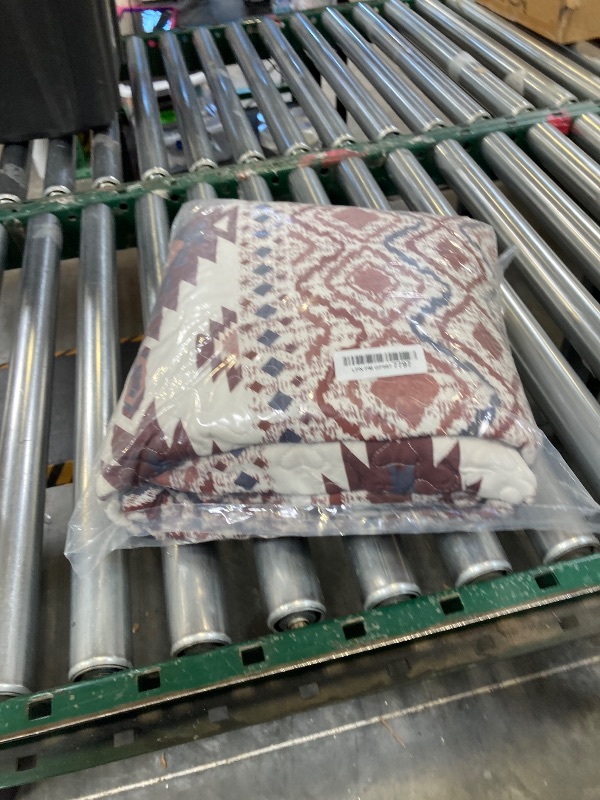 Photo 1 of Rustic Western Southwestern Native American Tribal Navajo Design Oversized Bedspread Quilt Set in Beige Taupe Brown Blue Green Austin Taupe (Full/Queen)