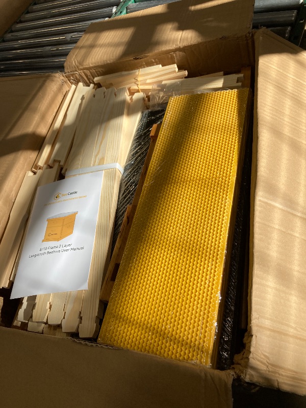 Photo 1 of BeeCastle 8 Frame Langstroth Bee Hive Coated with Beeswax Includes Beehive Frames and Waxed Foundations (1 Deep Box & 1 Medium Box)