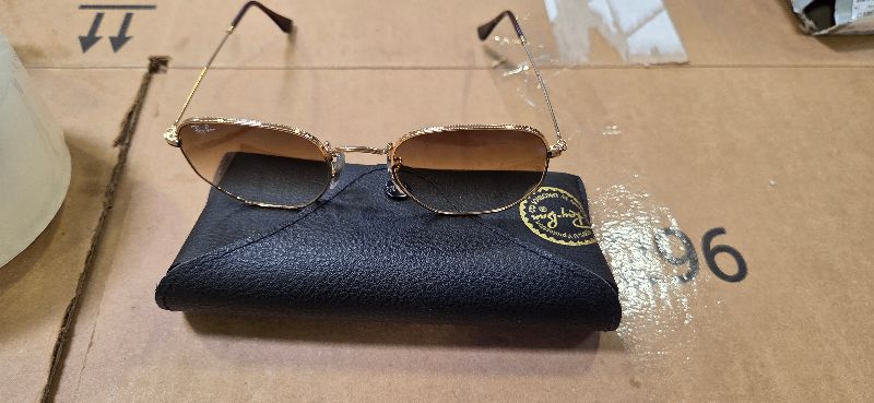 Photo 1 of Ray-Ban Unisex RB3548N Hexagonal Flat Lens Hexagonal Sunglasses, Gold/Polarized B-15 Brown, 51 mm