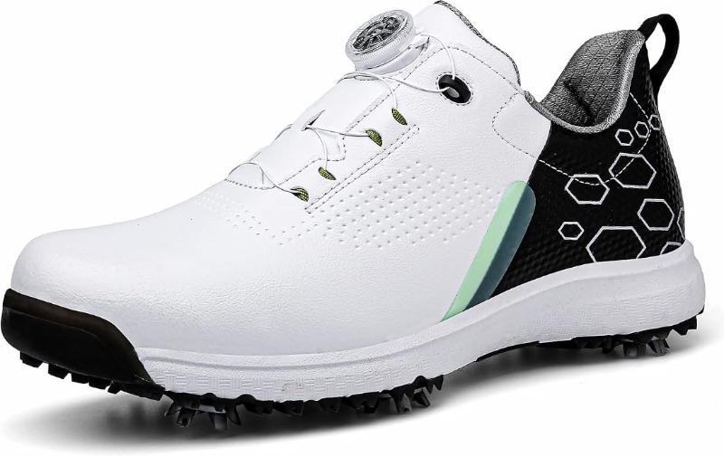 Photo 1 of Mens All-Season Golf Shoes - Anti-Slip TPU Sole, Breathable Synthetic Upper, Durable MD Outsole for Outdoor Training, Hiking & Casual Wear - White & Navy Blue, Sports Footwear, Antislip Footwear Size 47
