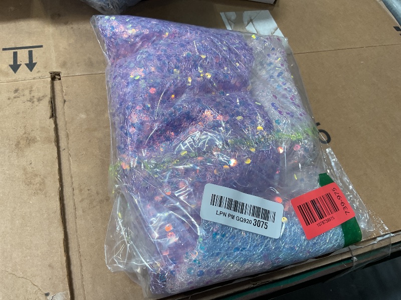 Photo 1 of Windkream 3 Pcs Mermaid Table Runner 12 x 72 Inch Iridescent Sequin Glitter Table Runner Lavender Party Supplies Wedding Birthday Baby Shower Party Decor(Purple, Blue, Pink)