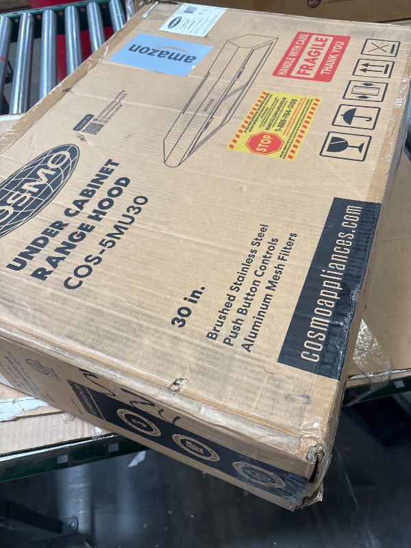 Photo 1 of COSMO COS-5MU30 30 in. Delta Collection Ducted Under Cabinet Range Hood, Button Controls, Reusable Filters, LED Lights, Stainless Steel