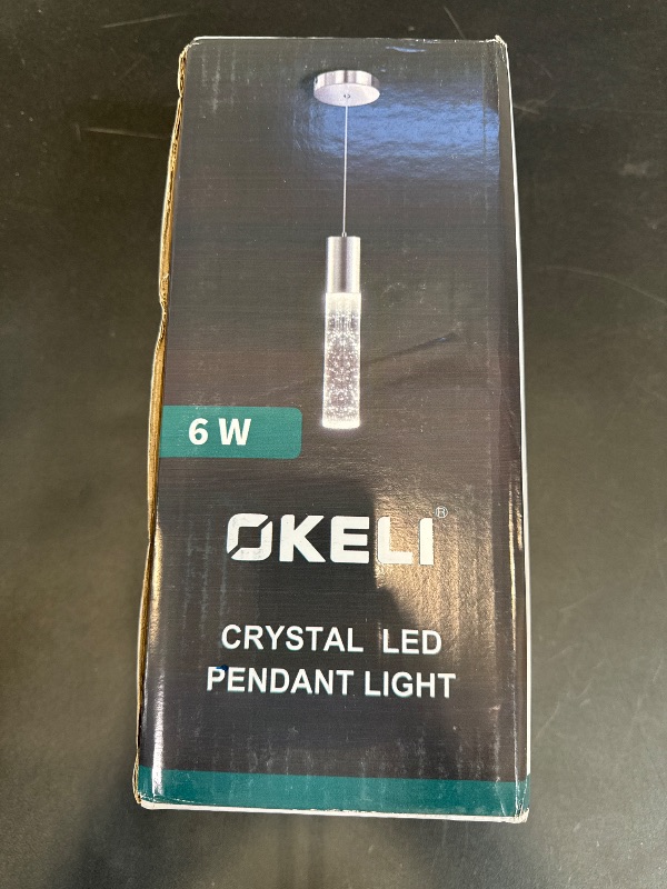 Photo 1 of OKELI Modern Pendant Light,LED Bubble Crystal Kitchen Island Lights Fixtures,Black Mini Single Pendant Lighting for Kitchen Island Bar,6W,6000K,ETL,1Pack