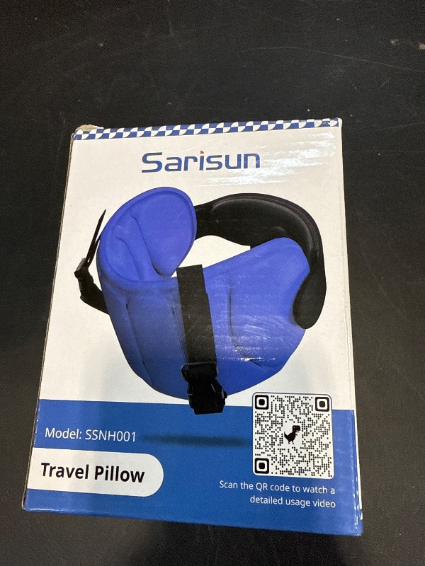 Photo 1 of SARISUN Travel Pillows for Airplanes, 360° Stable Support Airplane Pillow with 3D Eye Mask, Headrest Pillow for Long Flight Road Trip Sleep, Stop Bobblehead Travel Essential, Black
