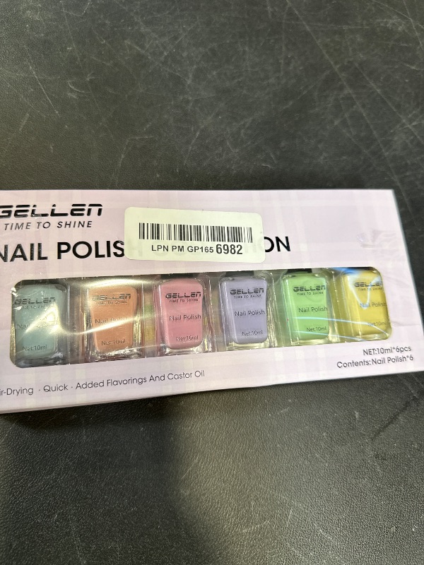 Photo 1 of GELLEN Pastel Nail Polish, Quick Air Dry Non-gel Regular Nail Polish No Light Needed for Finger Toe & Fake Nails | 6-color Spring Summer Macaron, Apply 2 Thin Coats | Toxin TPO HEMA Free, No Chip