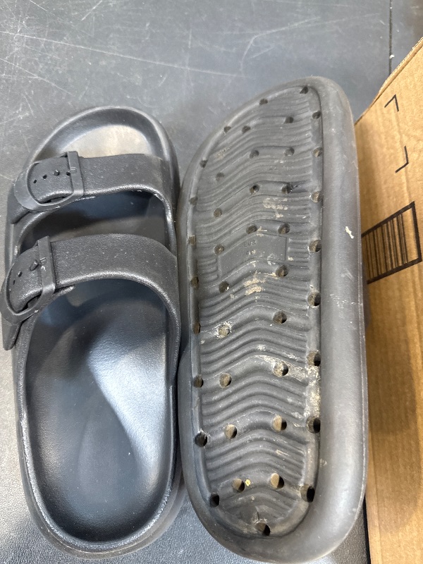 Photo 1 of Womens Platform Cloud Slides with Arch Support, Adjustable Double Buckle Recovery Sandals, Comfort Lightweight Ultra Cushion Wedge Sandal size 40