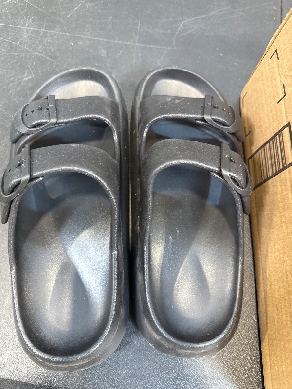 Photo 1 of Womens Platform Cloud Slides with Arch Support, Adjustable Double Buckle Recovery Sandals, Comfort Lightweight Ultra Cushion Wedge Sandal size 40