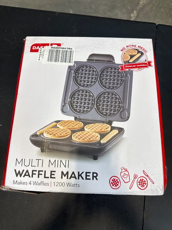 Photo 1 of Dash Multi Mini Waffle Maker - Makes Four Waffles at Once for Family Breakfasts - Dual Nonstick Heating Plates & Easy-Release Surface - Compact & Fast-Heating - Graphite