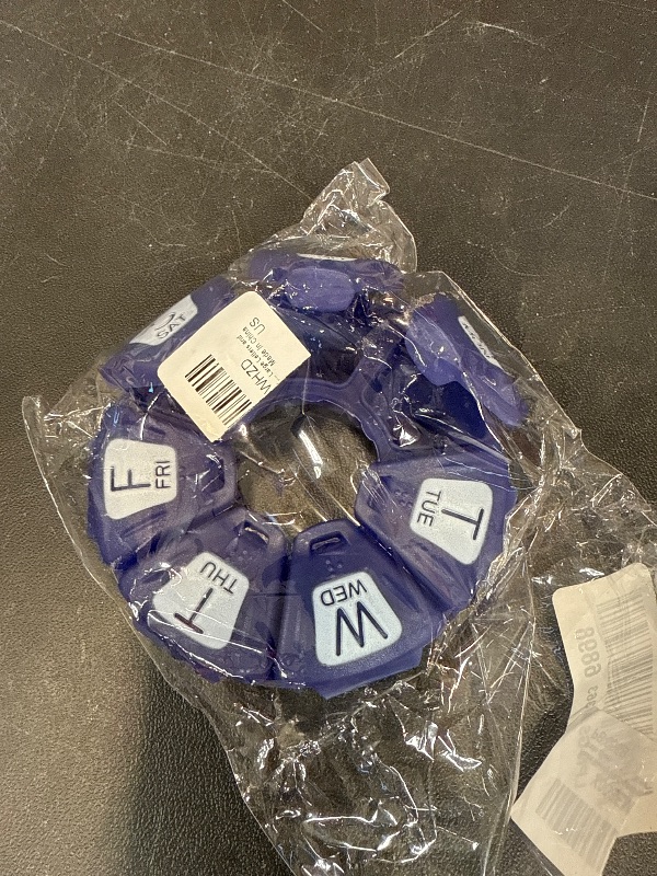 Photo 1 of Round Weekly Pill Organizer, Soft-Touch Silicone, Travel Pill Container 7 Day, with 7 Large Compartments, Great for Daily Vitamins & Supplements, Cute Pill Case with Large Letters and Braille (Blue)