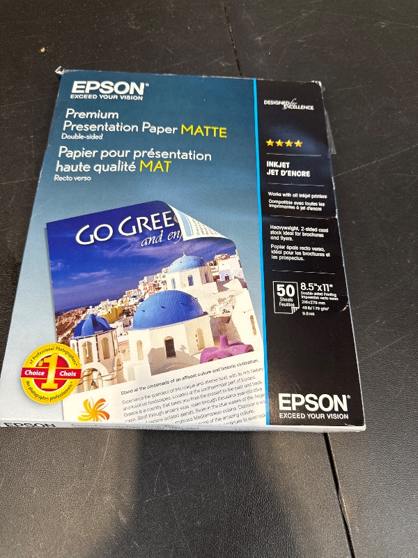 Photo 1 of Epson Premium Presentation Paper MATTE (8.5x11 Inches, Double-sided, 50 Sheets) (S041568),Bright White