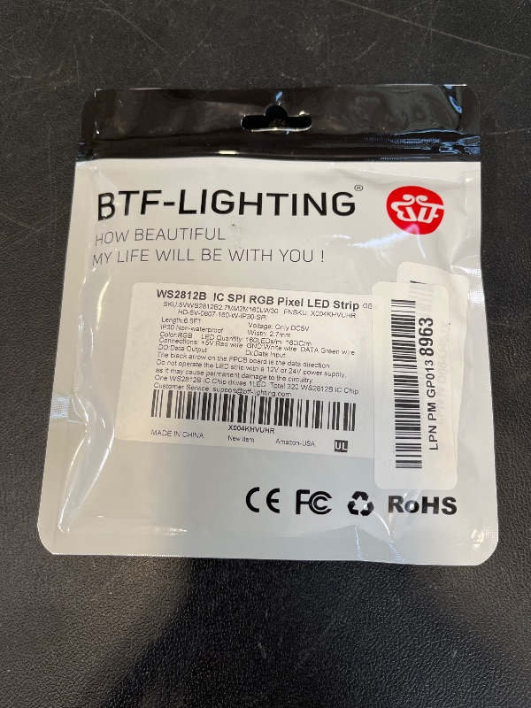 Photo 1 of BTF-LIGHTING FCOB COB XGB1338(WS2812B) IC RGB 160LED/m 160IC LED Strip DC5V 3.2FT Individual Addressable Flexible High Density Uniform Light Dream Chasing...
