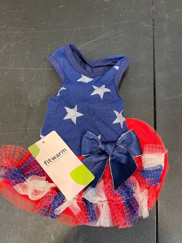 Photo 1 of Fitwarm Happy 4th of July Dog Tulle Dress, Patriotic Dog Clothes for Small Dogs Girl, Red and White Star Pet Outfit, Red, Royal Blue, Small