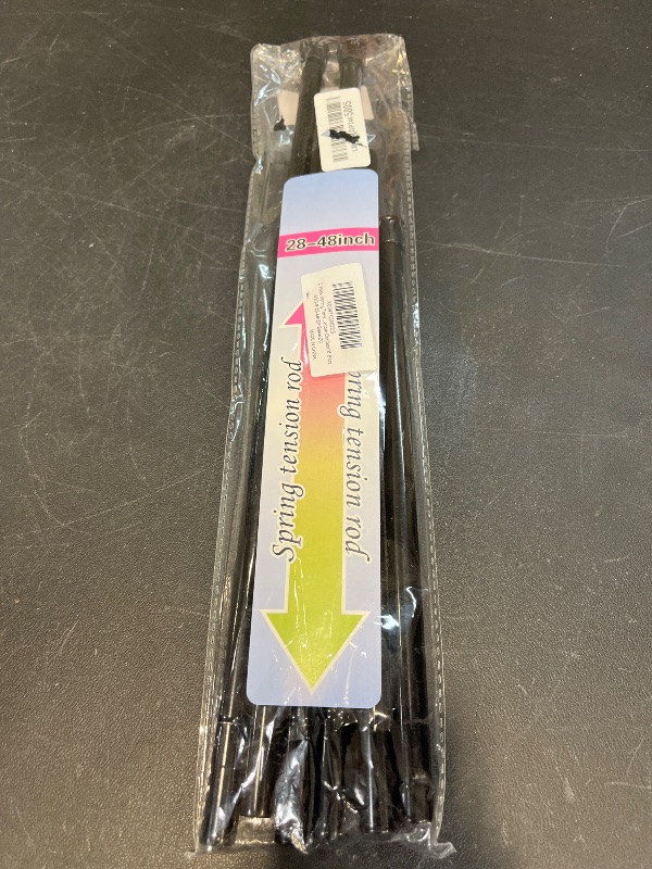 Photo 1 of QINGYUN 2 Pack Black Spring Tension Curtain Rods 28-48 Inches, Spring Loaded Curtain Rods No Drilling, Adjustable Small Tension Rod for Windows Doorway Curtain Kitchen Bathroom Closet