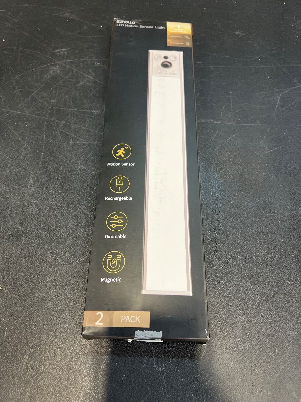 Photo 1 of EZVALO 12inch Under Cabinet Lighting, 2 Pack 3100mAh Rechargeable Wireless Motion Sensor Lights Indoor, Dimmable Magnetic Closet Lights, Under Counter Lights for Kitchen, Pantry, Stairs
