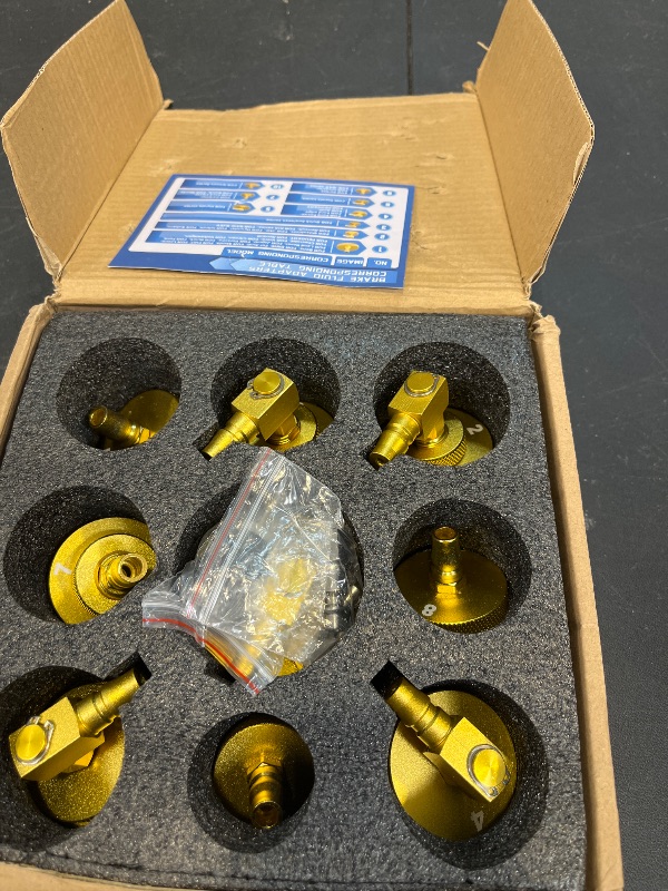 Photo 1 of Mrcartool 10 Pcs Car Brake Bleeder Adapter Set for F118/F109 Master Cylinder Adapter with 9Pcs Brake Bleeder and 1pc Quick Coupling, Brake System Bleeding Tool Set for Ford Mazda Honda
