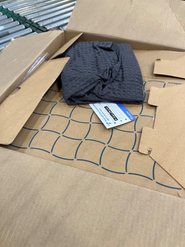 View 2 of Bedsure Waffle Comforter Set Queen, Charcoal Soft Bedding, Waffle Weave Bed Set, 3 Pieces, 1 Comforter (90"x90") and 2 Pillow Shams, Cotton Shell and Polyester Lining for All Seasons