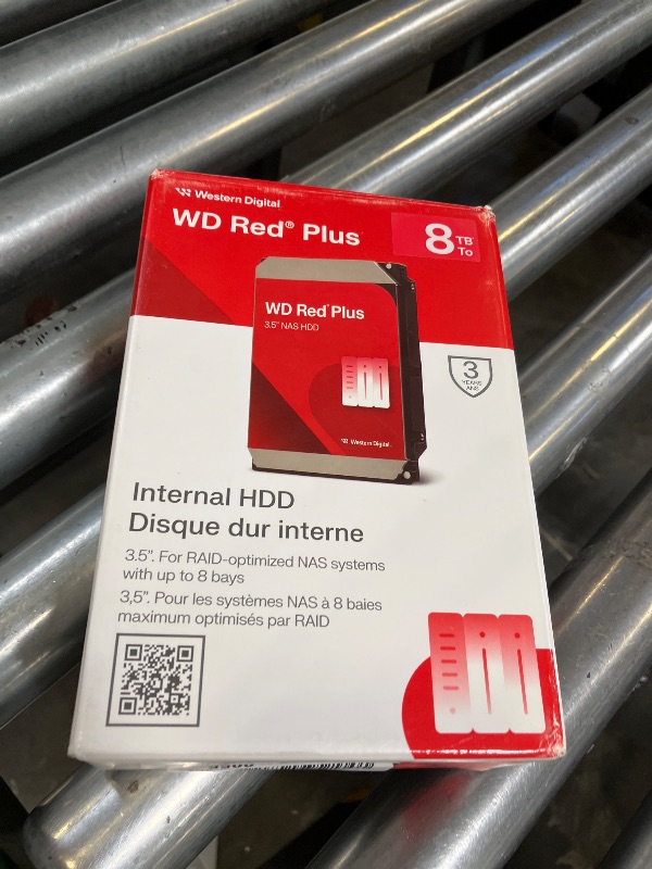 Photo 1 of Western Digital WD Red Plus Internal Hard Drive 8TB CMR 3.5 inch SATA 5640 RPM 256MB NAS WD80EFPX-AJP Eco Package