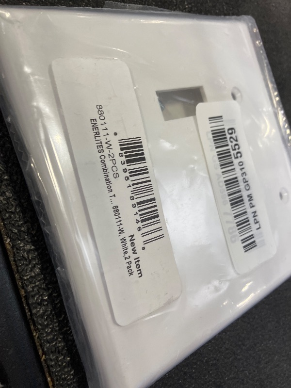 Photo 1 of ENERLITES Combination Toggle Switch/Blank Device Wall Plate, Standard Size, 2-Gang 4.5" x 4.57” Light Switch Cover, Polycarbonate Thermoplastic, UL Listed, 880111-W, White, 2 Pack