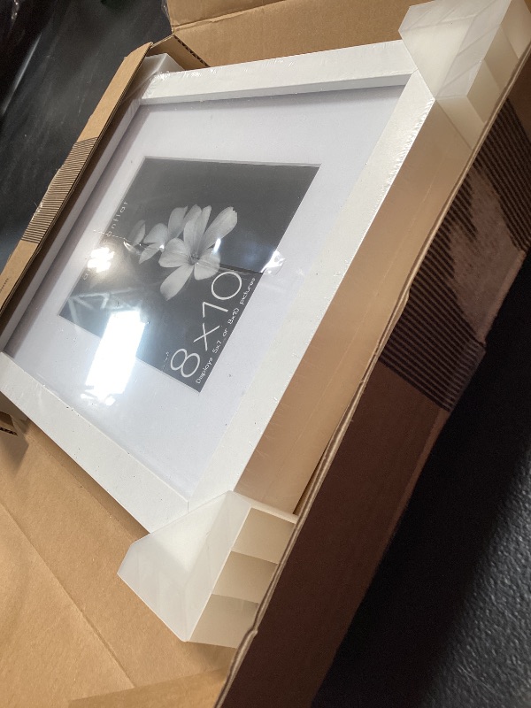 Photo 1 of Americanflat 8x10 Picture Frame with Shatter-Resistant Glass - Use as 5x7 Frame with Mat or Display 8x10 Photo Without Mat - Soho Collection - Deep Molding Picture Frames for Tabletop or Wall - White