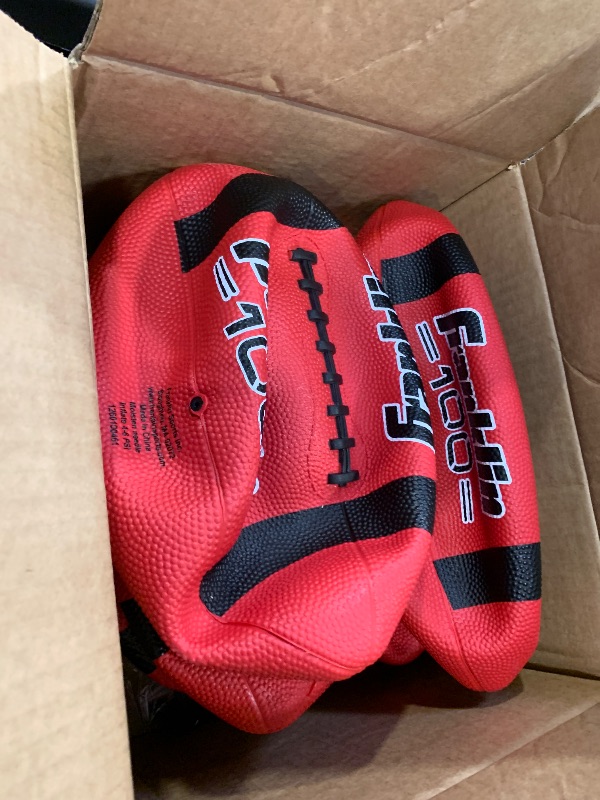 Photo 1 of Franklin Sports Junior Footballs - Grip-Rite 100 - Kids Junior Size Rubber Footballs - Youth Balls - 6 Pack of Balls with Pump - Red/Black