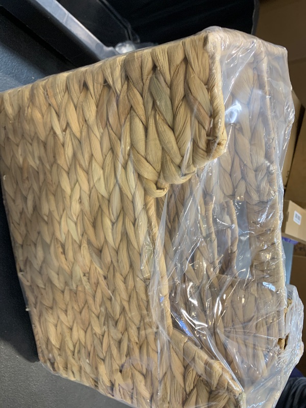 Photo 1 of CHI AN HOME Wicker Magazine Basket, Handwoven Water Hyacinth Storage Bin & Organizer for Files, Books, Newspapers, Documents, Decorative Storage Bin with Handle for Office, Living Room, Dorm, Bathroom