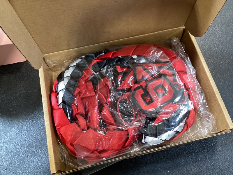 Photo 1 of Suncalla 11 Pcs 2026 Graduation Leis Set Graduation Leis Class of 2026, Grade Braided Cords with Letters Card Patches Ribbon Lei Graduate Gift for High School Master College Grad Party(Black Red)