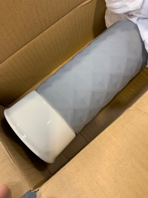 Photo 1 of Ello Ogden Ceramic Travel Mug with Splash-Resistant Slider Lid and Protective Silicone Boot, Perfect for Coffee or Tea, BPA Free, Dishwasher Safe, Gray, 16 oz, 758-0438-040