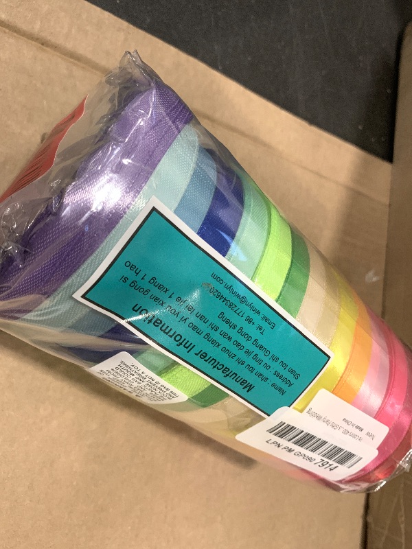 View 2 of Supla 16 Colors Silk Satin Fabric Ribbon - 2/5" Wide, 25 Yard/roll, 16 Rolls - Satin Ribbon for Bows, Crafts, Gifts, Wedding