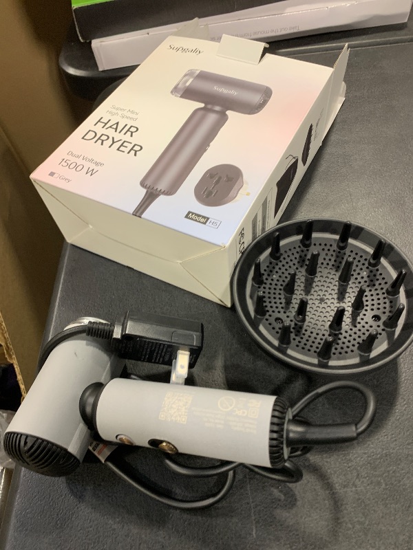 View 2 of SUPGALIY Dual Voltage Travel Hair Dryer, Mini High-Speed Blow Dryer for Fast Drying, Ionic Hairdryer with Diffuser Gift Women, Lightweight Compact Portable,Quiet,European International 100-240V,Black