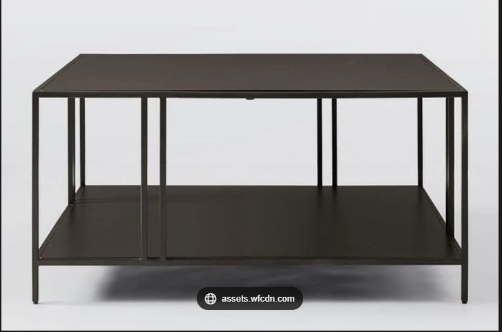 Photo 1 of 2----- Uranus 2 Tiers Black Coffee Table - A Modern Living Room Furniture Piece for Home Office, Easy Assembly, 31.5” Square Center Table with Black Tabletop and Storage Shelf----------MISSING THE SCREW HARDWARE ITEMS ARE BROKEN DOWN -----CAN EASILY PURCH