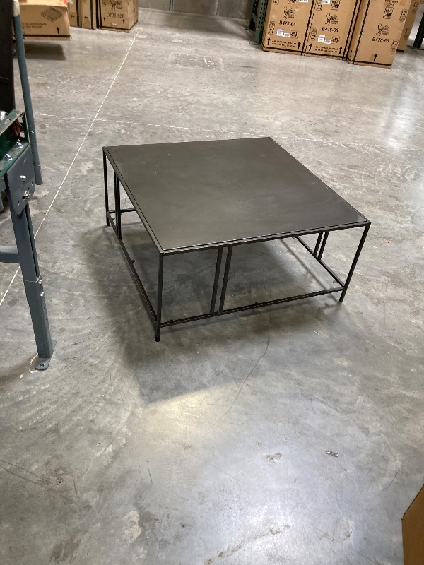Photo 1 of 2----- Uranus 2 Tiers Black Coffee Table - A Modern Living Room Furniture Piece for Home Office, Easy Assembly, 31.5” Square Center Table with Black Tabletop and Storage Shelf----------MISSING THE SCREW HARDWARE ITEMS ARE BROKEN DOWN -----CAN EASILY PURCH