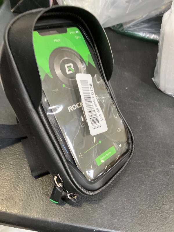 Photo 1 of ROCKBROS Bike Phone Mount Bag Bike Front Frame Handlebar Bag Waterproof Bike Phone Holder Case Bicycle Accessories Pouch Sensitive Touch Screen Compatible with iPhone Below 6.5"
