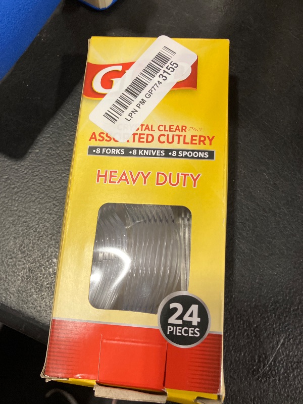 Photo 1 of Glad Clear Disposable Cutlery Set with Heavy Duty Plastic Forks, Knives, and Spoons, Reusable Dishwasher Safe Plastic Utensils for Parties and Everyday Use, 24 Count