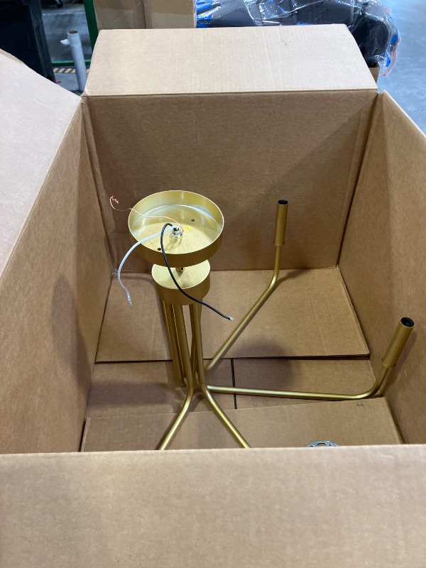 Photo 1 of Brass Gold Chandelier, 6-Light Chandelier Light Fixture Farmhouse Chandeliers for Dining Room, Vintage Candle Pendant Light Fixtures Chandelier for Bedroom, Kitchen, Foyer, Entryway and Living Room
