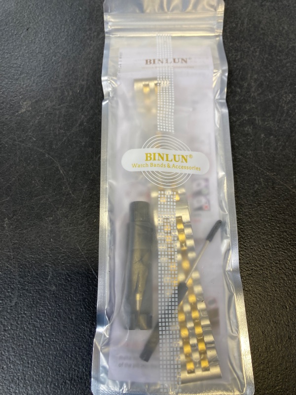 Photo 1 of BINLUN Stainless Steel Watch Band Replacement Metal Watch Straps for Men and Women 18mm/19mm/20mm/21mm/22mm/24mm with Curved and Straight End in Silver, Gold, Black, Rose Gold, Two Toned