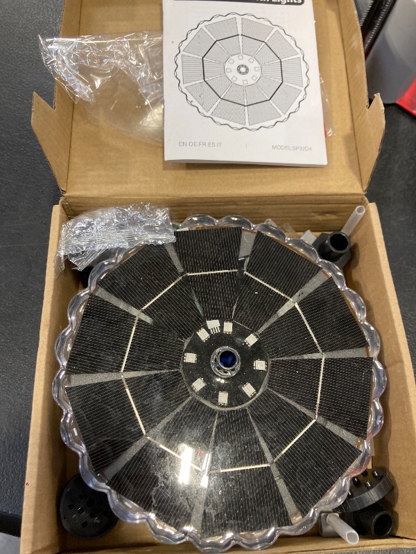 Photo 1 of GAIZERL Solar Fountain, 2026 Upgrade 3.5W Solar Bird Bath Fountains with Colorful Ring LED Lights, 2000mAh Battery, 7 Nozzles and 4 Fixers, Solar Water Fountain Pump for Pond, Pool, Patio and Garden