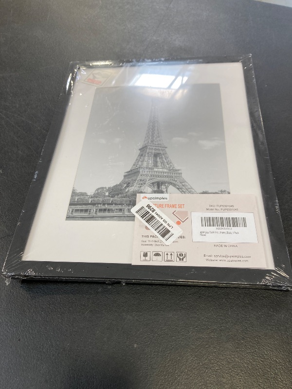 Photo 1 of upsimples 11x14 Picture Frame, Display Pictures 8x10 with Mat or 11x14 Without Mat, Wall Hanging Photo Frame, Black, 1 Pack