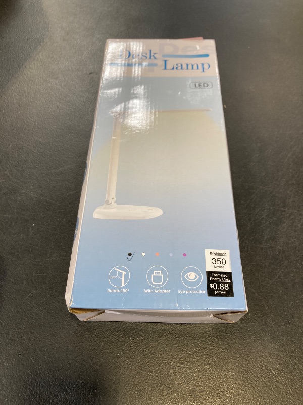 Photo 1 of Desk Lamp with Charger, 10%-100% Stepless Dimmable & 5 Color Modes Study Lamp, Touch Control, 30-/60-minute Timer, USB Charging Output Port, CRI?90, Eye-Caring Foldable LED Desk Lamps for Home Office