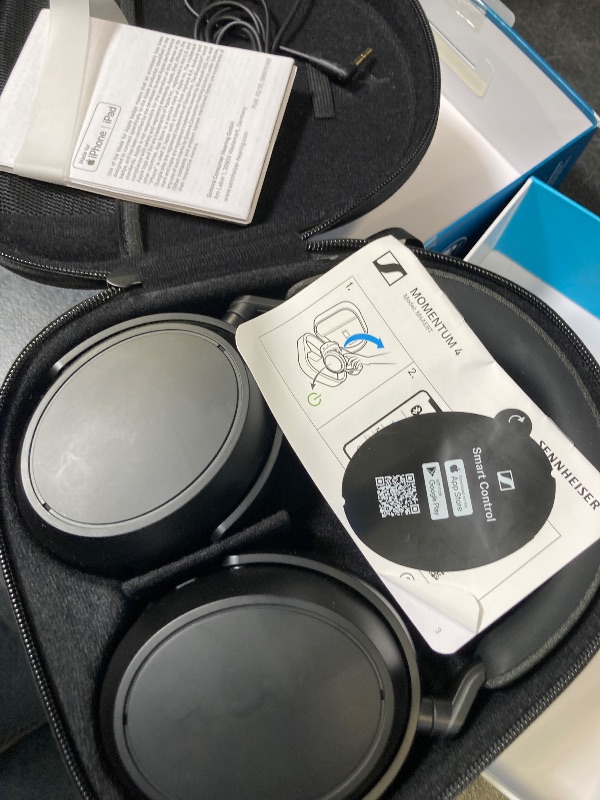 Photo 1 of SENNHEISER Momentum 4 Wireless Headphones - Bluetooth Headset for Crystal-Clear Calls with Adaptive Noise Cancellation, 60h Battery Life and Customizable Sound, Black (Renewed)