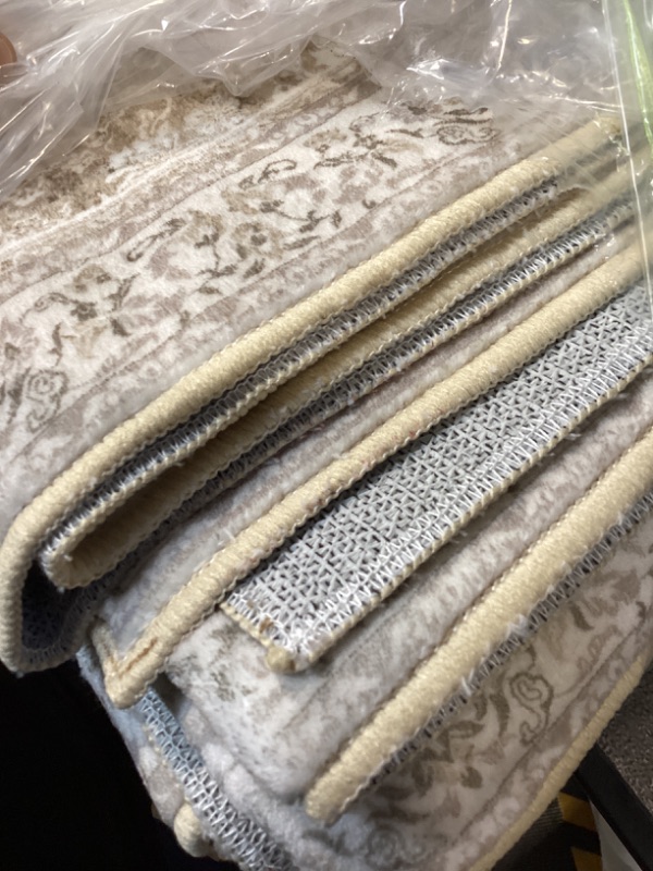 Photo 1 of SIILOOM 2x12 Washable Runner Rug for Kitchen, Cream Beige Yellow White Grey Soft Classic Runner with Non-Slip, Non-Shedding Distressed Floral Rug for Hallways Entryway Bedroom Laundry Indoor