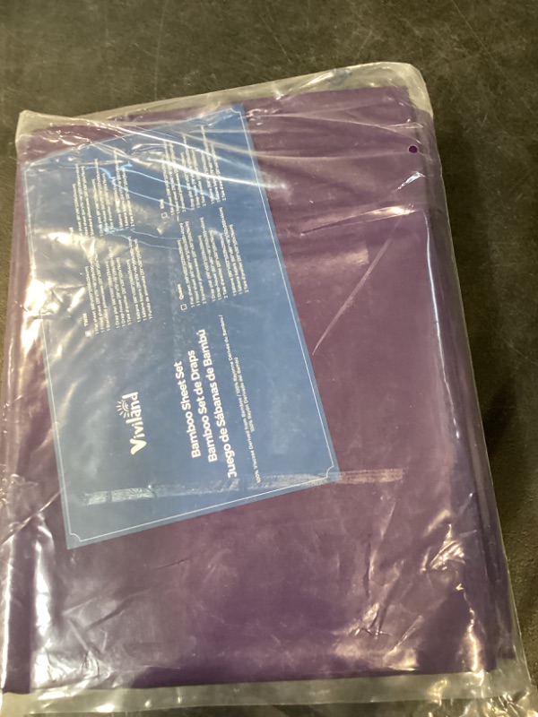 Photo 1 of Viviland Cooling Twin Sheets, Bamboo Viscose with Elastic Corner Straps, Purple Cold Siky Sheet & Pillowcase Sets for Hot Sleepers