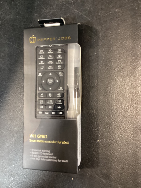 Photo 1 of Pepper Jobs Fly Mouse for Windows 10 HTPC, 2.4GHz Wireless mini PC Air Remote Control, 6-Axis Gyroscope, Backlit Double-side Keyboard, IR Learning