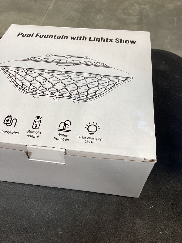 Photo 1 of Floating Pool Fountain with Lights Show, 9 Pool Light Modes and 3 Fountain Modes with Remote for Inground Above Ground Pool, Upgraded Rechargeable Pool Fountains with Anchor-1 PC