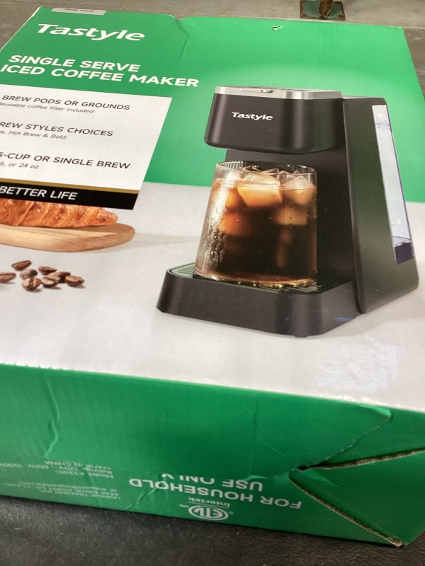 Photo 1 of Tastyle Single Serve Coffee Maker, Iced and Hot Coffee Machine for K Cup & Grounds, Compact Design, 40oz Removable Water Reservoir, 6 to 24 Oz Brew Sizes, Fits 7.3" Travel Mug, Beige
